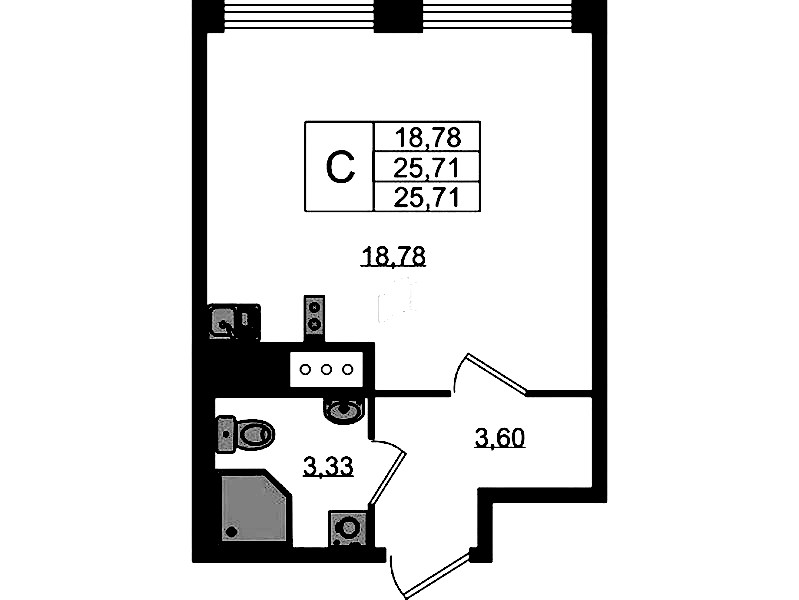 Квартира студия 25.71 м², 3/6 эт., ЖК «UP! Квартал Новый Московский»